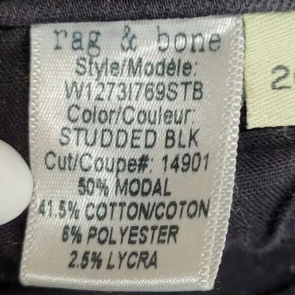 Rag & Bone High Rise Skinny Jeans Black Studded Women's Size 26 - Picture 10 of 11